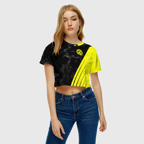 Женская футболка Crop-top 3D FC Borussia 2018 Abstract, цвет 3D печать - фото 4