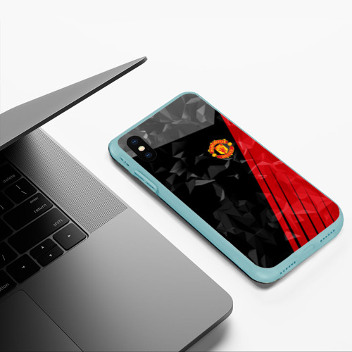 Чехол для iPhone XS Max матовый Манчестер Юнайтед FCMU Manchester united, цвет мятный - фото 5