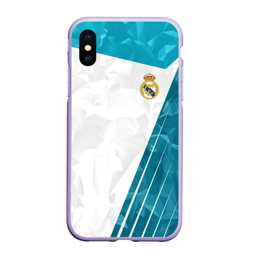 Чехол для iPhone XS Max матовый Реал Мадрид Real Madrid, цвет светло-сиреневый