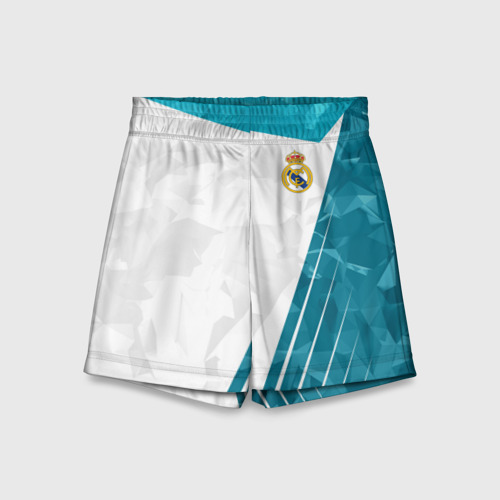 Детские спортивные шорты с принтом Реал Мадрид Real Madrid, вид спереди №1