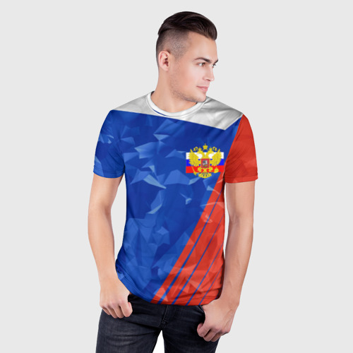 Мужская футболка 3D Slim Russia - Tricolor Collection, цвет 3D печать - фото 3