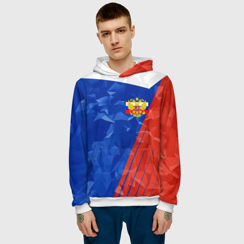 Мужская толстовка 3D Russia - Tricolor Collection, цвет белый - фото 3