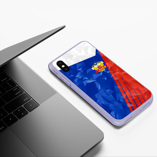 Чехол для iPhone XS Max матовый Russia - Tricolor Collection, цвет светло-сиреневый - фото 5