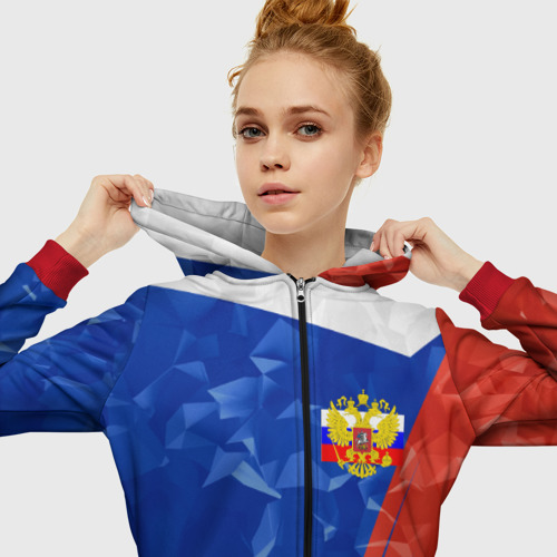 Женская толстовка 3D на молнии Russia - Tricolor Collection, цвет красный - фото 5