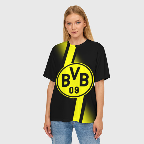 Женская футболка oversize 3D FC Borussia 2018 Storm, цвет 3D печать - фото 3