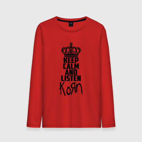 Мужской лонгслив хлопок Keep calm and listen Korn, цвет красный