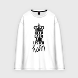 Мужской лонгслив oversize хлопок Keep calm and listen Korn