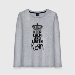 Женский лонгслив хлопок Keep calm and listen Korn