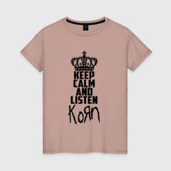 Женская футболка хлопок Keep calm and listen Korn