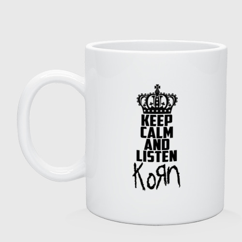 Кружка керамическая с принтом Keep calm and listen Korn, вид спереди #2