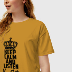 Женская футболка хлопок Oversize Keep calm and listen Korn - фото 2