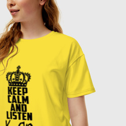 Женская футболка хлопок Oversize Keep calm and listen Korn - фото 2