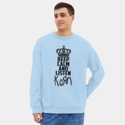 Мужской свитшот oversize без начеса хлопок Keep calm and listen Korn - фото 2