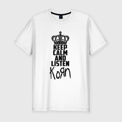 Мужская футболка хлопок Slim Keep calm and listen Korn