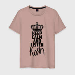 Мужская футболка хлопок Keep calm and listen Korn