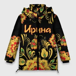 Женская зимняя куртка Oversize Ирина, роспись под хохлому