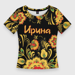 Женская футболка 3D Slim Ирина, роспись под хохлому