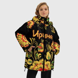 Женская зимняя куртка Oversize Ирина, роспись под хохлому - фото 2