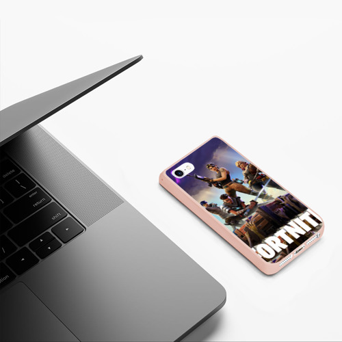 Чехол для iPhone 5/5S матовый Fortnite, цвет светло-розовый - фото 5