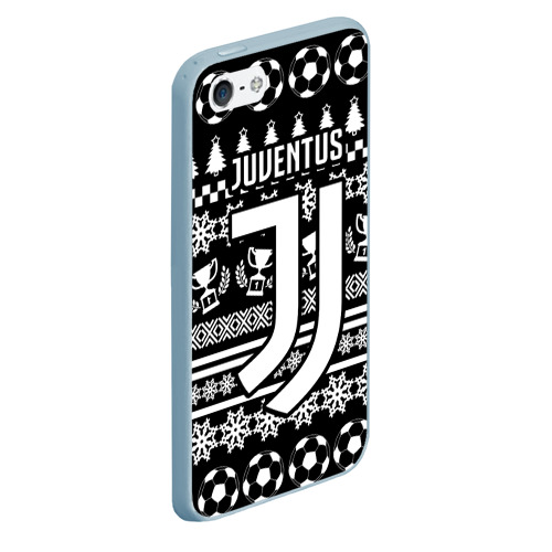 Чехол для iPhone 5/5S матовый JUVENTUS / ЮВЕНТУС НОВОГОДНИЙ, цвет голубой - фото 3