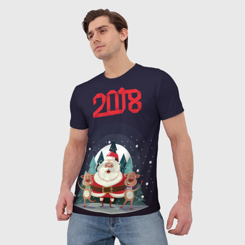Мужская футболка 3D Новый год 2018, цвет 3D печать - фото 3