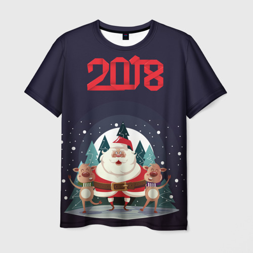 Мужская футболка 3D Новый год 2018, цвет 3D печать