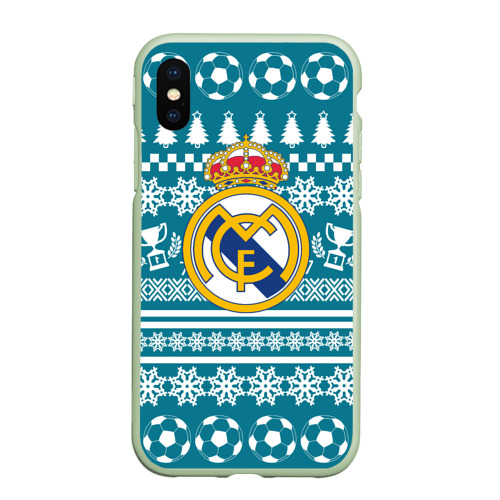 Чехол для iPhone XS Max матовый Ronaldo 7 Новогодний, цвет салатовый