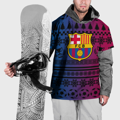 Накидка на куртку 3D FC Barca Новогодний, цвет 3D печать