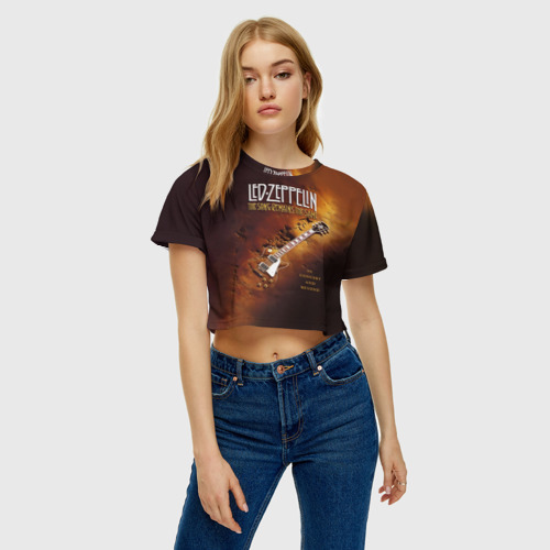 Женская футболка Crop-top 3D Led Zeppelin, цвет 3D печать - фото 3