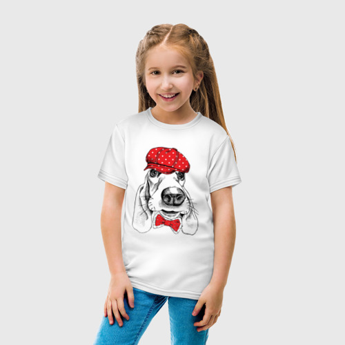 Детская футболка хлопок Бассет-хаунд, цвет белый - фото 5
