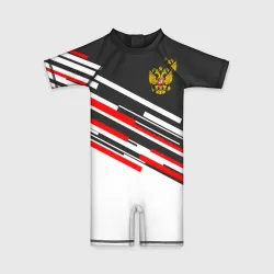 Детский купальный костюм 3D Russia - Black and White