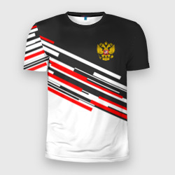 Мужская футболка 3D Slim Russia - Black and White