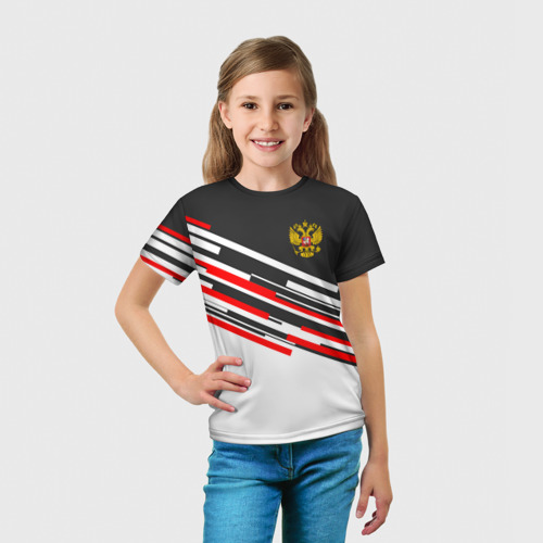 Детская футболка 3D Russia - Black and White, цвет 3D печать - фото 5