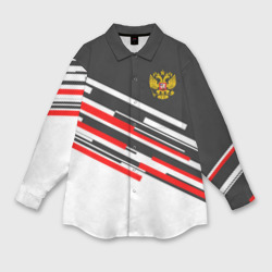 Женская рубашка oversize 3D Russia - Black and White