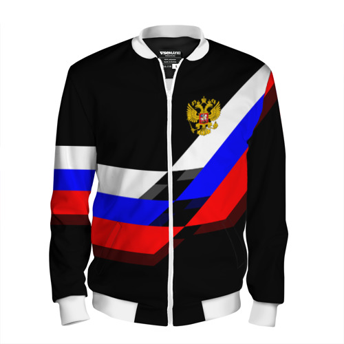 Мужской бомбер 3D RUSSIA - Black Collection, цвет белый