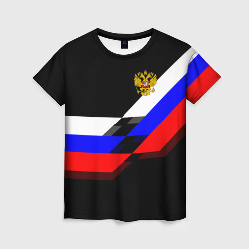Женская футболка 3D RUSSIA - Black Collection, цвет 3D печать