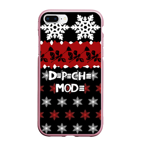 Чехол для iPhone 7Plus/8 Plus матовый Праздничный Depeche Mode, цвет розовый