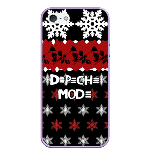 Чехол для iPhone 5/5S матовый Праздничный Depeche Mode, цвет светло-сиреневый