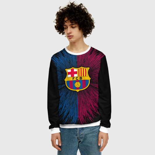 Мужской свитшот 3D FC Barca 2018 Creative uniform, цвет белый - фото 3