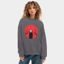Женский свитшот oversize без начеса хлопок Каонаси в ветках - фото 2