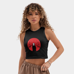 Женская укороченная майка-топ хлопок Каонаси в ветках - фото 2