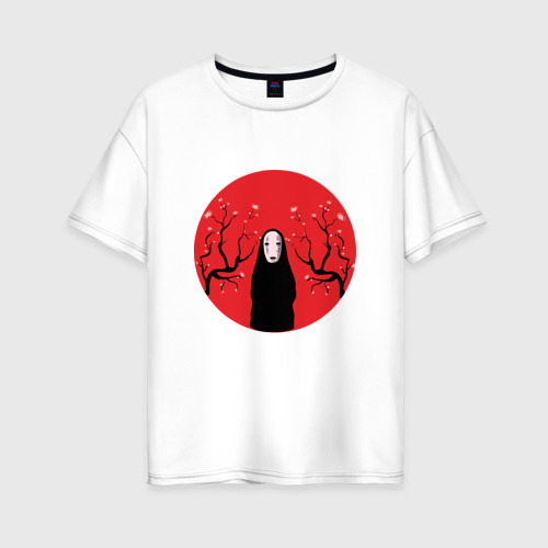 Женская футболка хлопок Oversize Каонаси в ветках, цвет белый