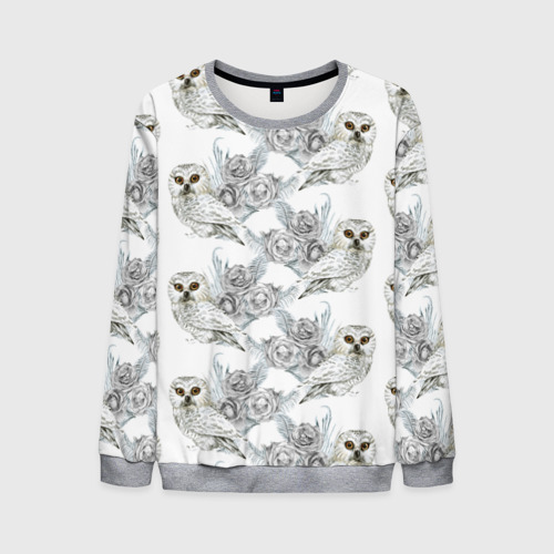 Мужской свитшот 3D Owl with roses Фото 01 Мужской свитшот 3D Owl with roses Фото 01