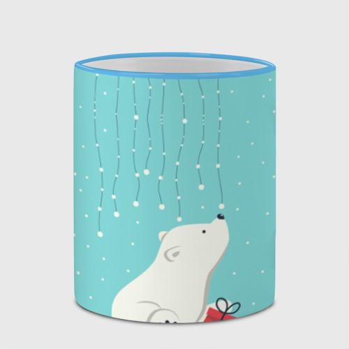 Кружка с полной запечаткой Медведь под снегом, цвет Кант небесно-голубой - фото 4
