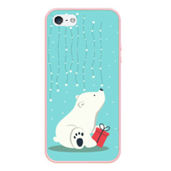 Чехол для iPhone 5/5S матовый Медведь под снегом