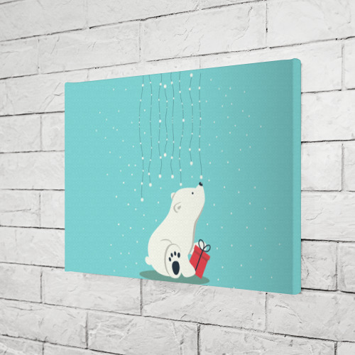 Холст прямоугольный Медведь под снегом, цвет 3D печать - фото 3
