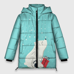 Женская зимняя куртка Oversize Медведь под снегом