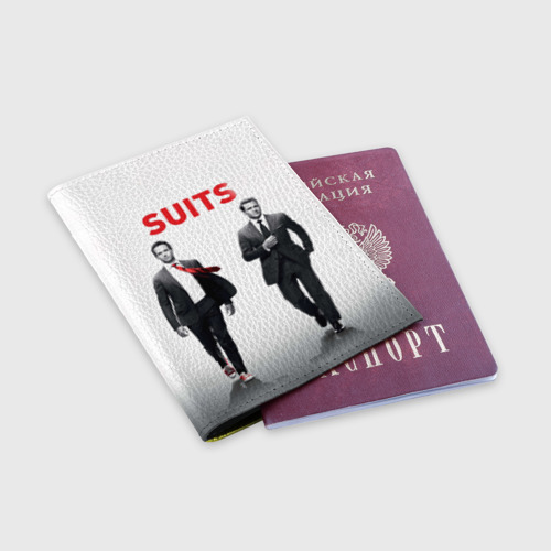 Обложка для паспорта матовая кожа Suits, цвет желтый - фото 3