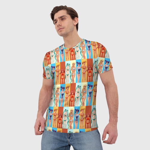 Мужская футболка 3D Бесконечно лето - паттерн с героинями, цвет 3D печать - фото 3