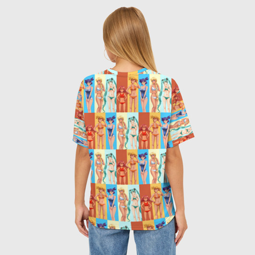 Женская футболка oversize 3D Бесконечно лето - паттерн с героинями, цвет 3D печать - фото 4
